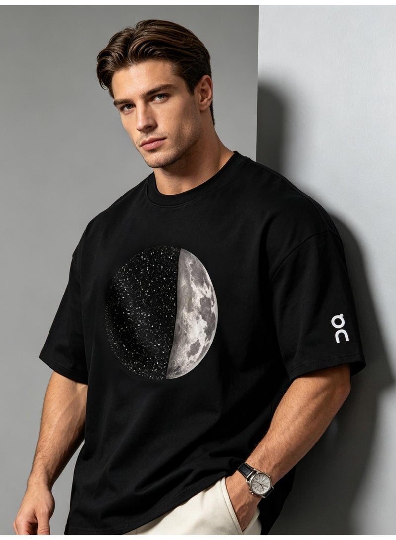 اون راننج On Running Galaxy Half Moon Planet Printed Summer Cotton Loose Short Sleeve T-shirts for Men and Women - Image 2