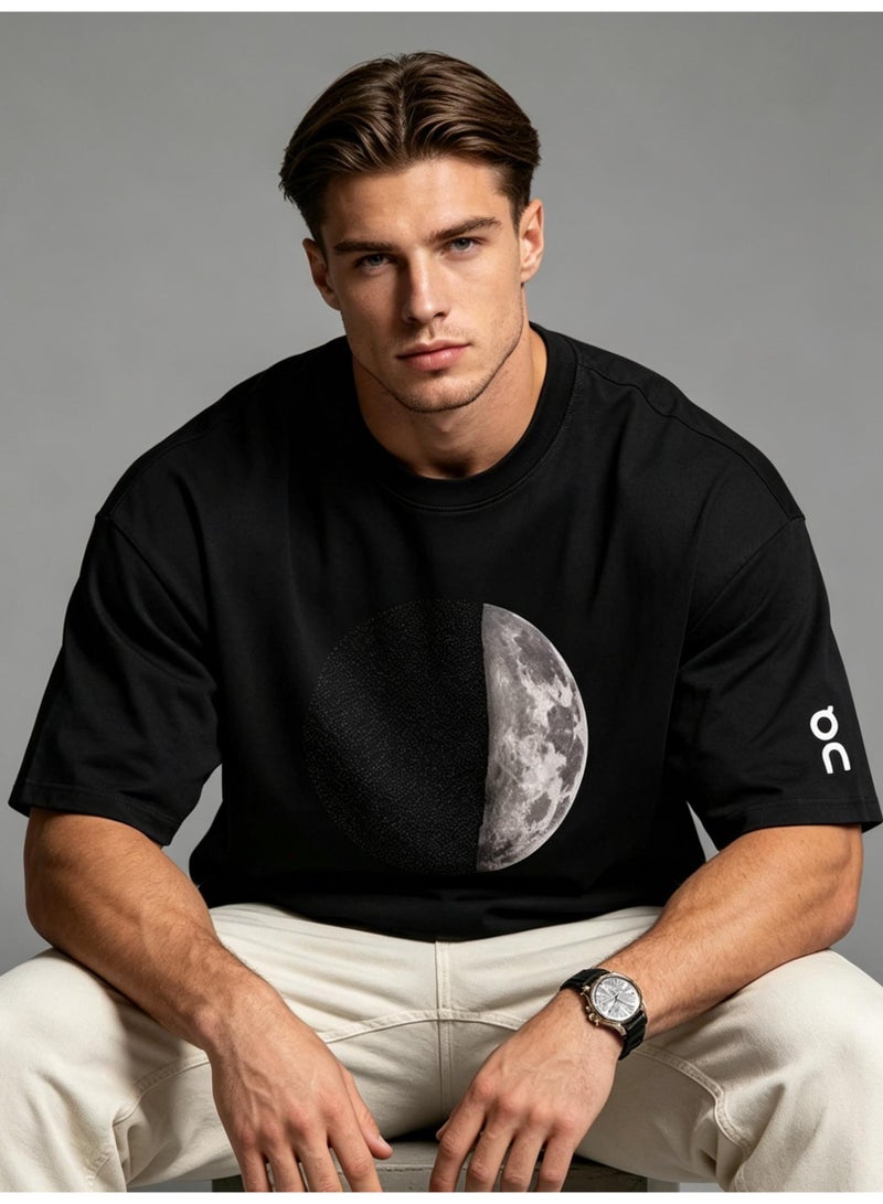 اون راننج On Running Galaxy Half Moon Planet Printed Summer Cotton Loose Short Sleeve T-shirts for Men and Women - Image 5