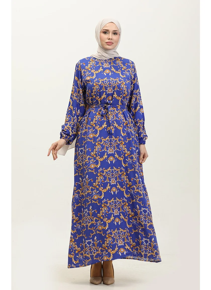 Sefa Merve Humeyra Patterned Viscose Dress 0322-04 Saks
