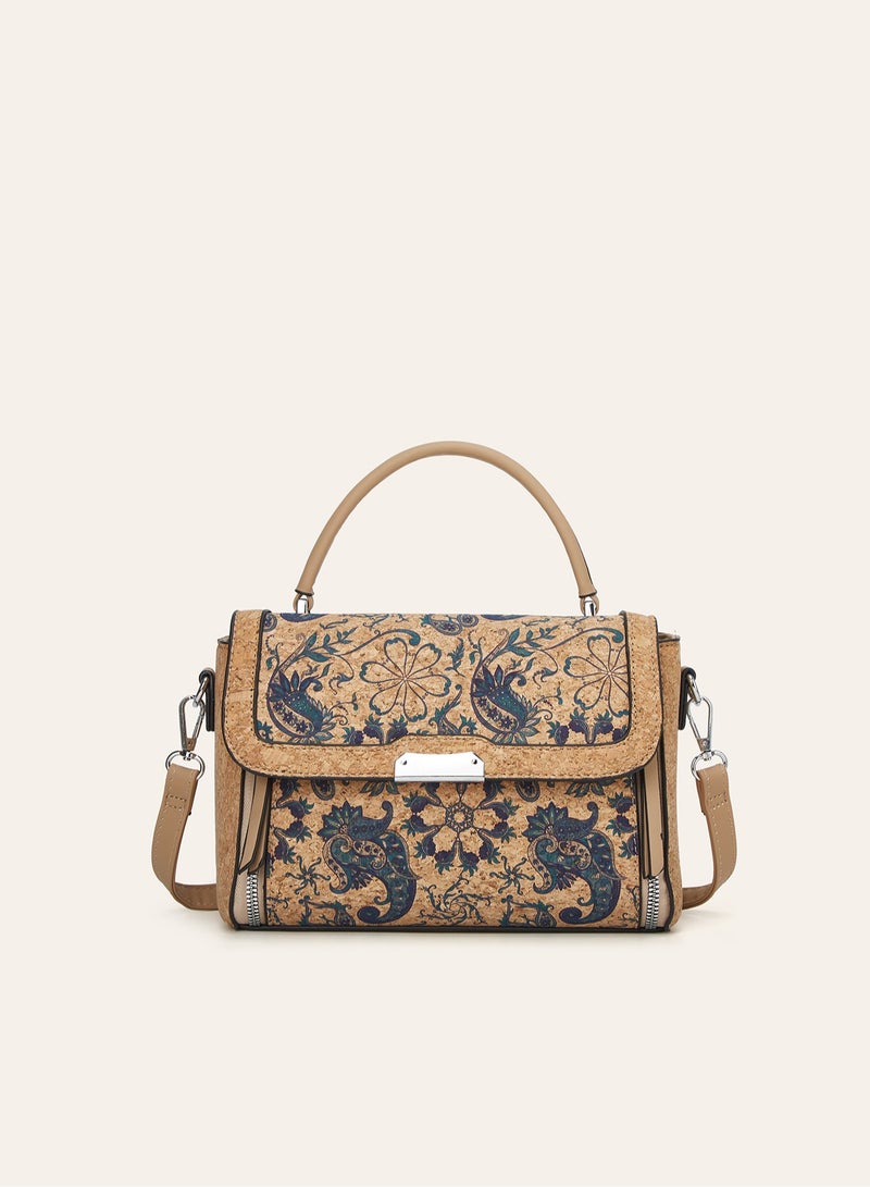 Ladies Printed Square Handbag, Retro National Style Shoulder Crossbody Bag - Image 1