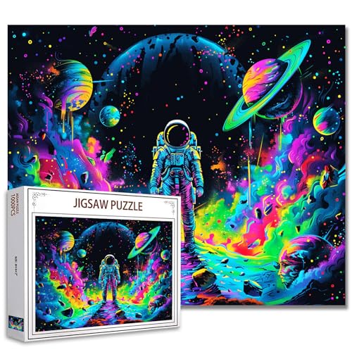 Aihonmin Outer Space Jigsaw Puzzles for AdultsGalaxy Nebula Painting 1000 Piece Jigsaw Puzzle Astronaut Decoration Puzzles Game Family Activity Perfect for Game Night 27 x 20 Inches - Image 1