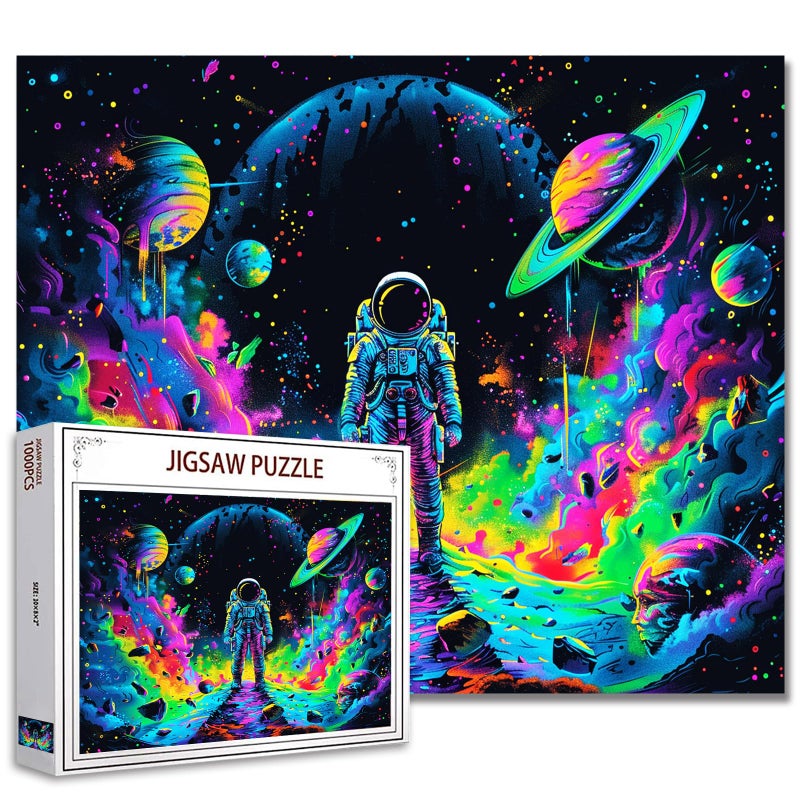 Aihonmin Outer Space Jigsaw Puzzles for AdultsGalaxy Nebula Painting 1000 Piece Jigsaw Puzzle Astronaut Decoration Puzzles Game Family Activity Perfect for Game Night 27 x 20 Inches - Image 3