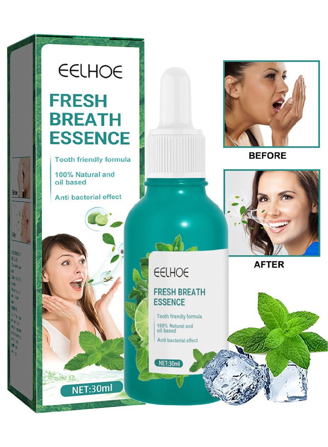 EELHOE Fresh Breath Oral Care Essence, Natural Breath Freshening Drops For Bad Breath And Dry Mouth, Fresh Breath Essence With Mint Oil, Bad Mouth Smell Removing Drops, Travel Size Concentrated 30ML - Image 1