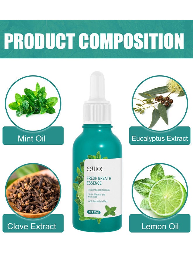 EELHOE Fresh Breath Oral Care Essence, Natural Breath Freshening Drops For Bad Breath And Dry Mouth, Fresh Breath Essence With Mint Oil, Bad Mouth Smell Removing Drops, Travel Size Concentrated 30ML - Image 3