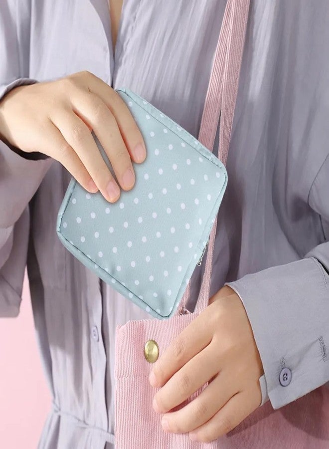 Bluwings Mini Portable Fashion Nursing Sanitary Napkin Pouch Pad Holder Zipper Travel Cosmetic Makeup Jewellery Storage Bag for Girl and Women (A-Green DOT) - Image 4