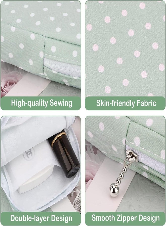 Bluwings Mini Portable Fashion Nursing Sanitary Napkin Pouch Pad Holder Zipper Travel Cosmetic Makeup Jewellery Storage Bag for Girl and Women (A-Green DOT) - Image 3