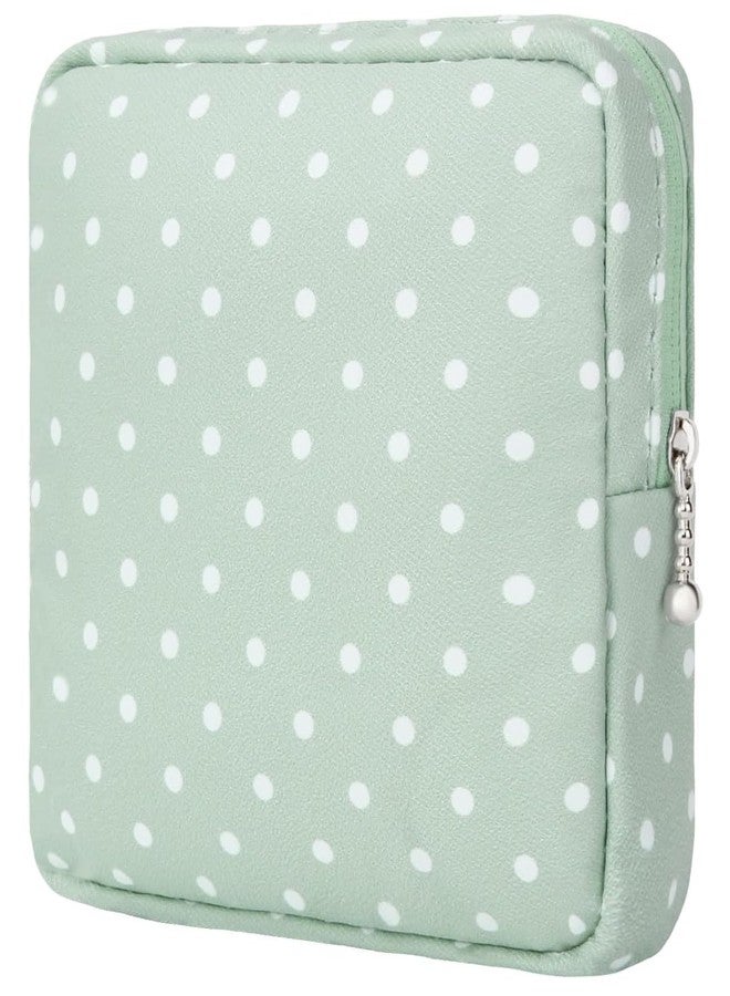 Bluwings Mini Portable Fashion Nursing Sanitary Napkin Pouch Pad Holder Zipper Travel Cosmetic Makeup Jewellery Storage Bag for Girl and Women (A-Green DOT) - Image 1