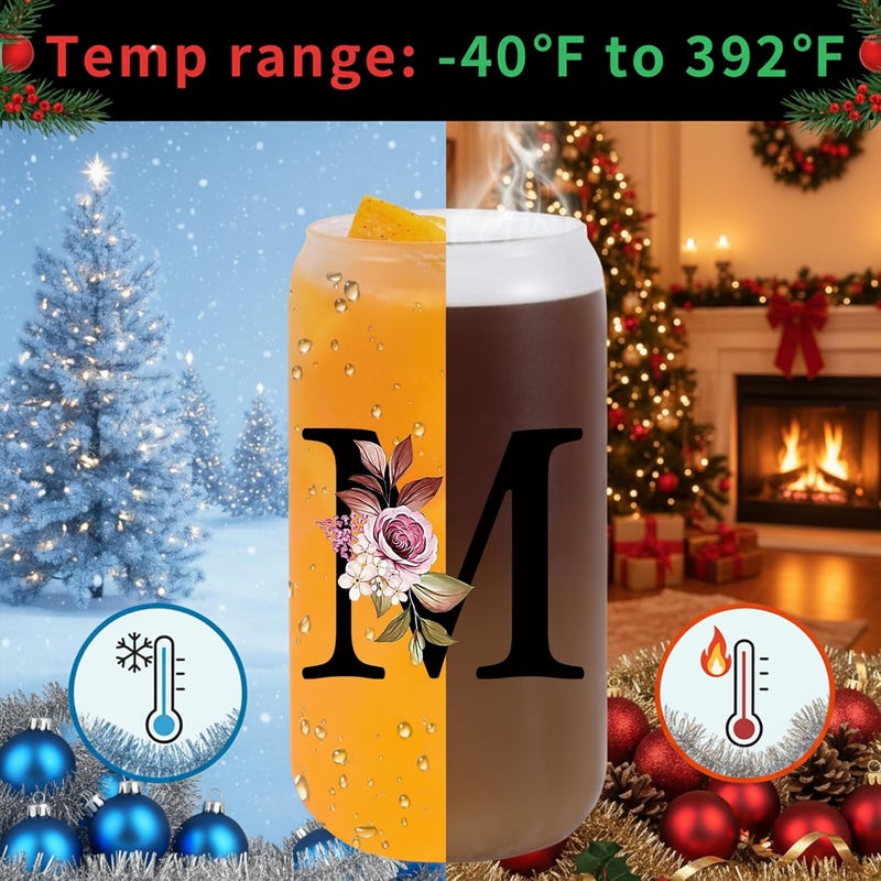 Wulcea Monogrammed Glass Drinking Cup With Lid Straw Women Wife Ideal from Husband Happy Birthday Wedding Romantic Best Cool Personalized Unique Special Cute Custom Valentines Christmas Xmas Present Gifts,M - Image 3