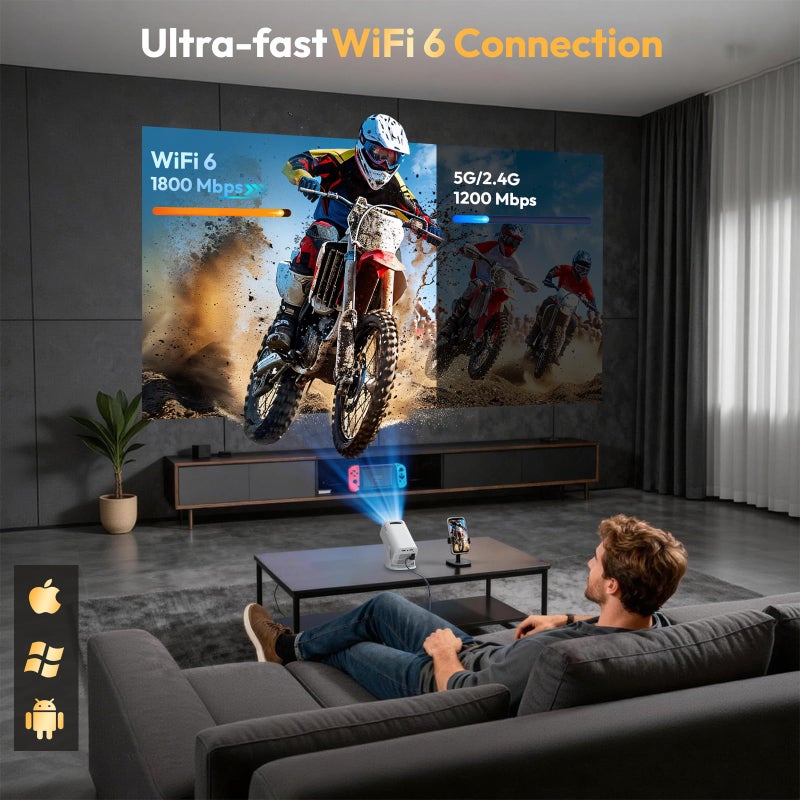 XGODY Gimbal 3 pro Mini Portable Smart Projector for Bedroom, Built in Apps - Image 5