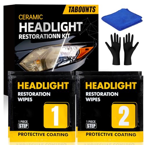 TABOUNTS Headlight Restoration Kit,Headlight Restoration Wipes - 3-Step Cleaning System, Removes Yellowing & Oxidation, Restores Clarity, Long-Lasting UV Protection for Safer Night Driving - Image 1