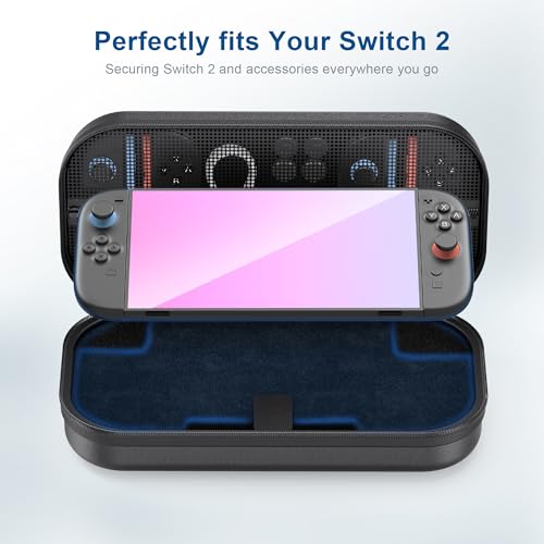 STARTRC GAMES Switch 2 Large Capacity Carrying Case for Nintendo Switch 2 (2025), Portable PU Hard Travel Case with Pockets for Accessories and Game Cards, Slim Protective Bag for Switch 2 Holds 10 Game Cartridge - Image 3