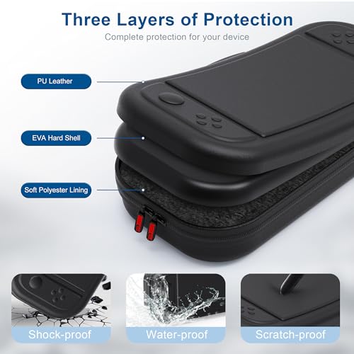 STARTRC GAMES Switch 2 Large Capacity Carrying Case for Nintendo Switch 2 (2025), Portable PU Hard Travel Case with Pockets for Accessories and Game Cards, Slim Protective Bag for Switch 2 Holds 10 Game Cartridge - Image 4