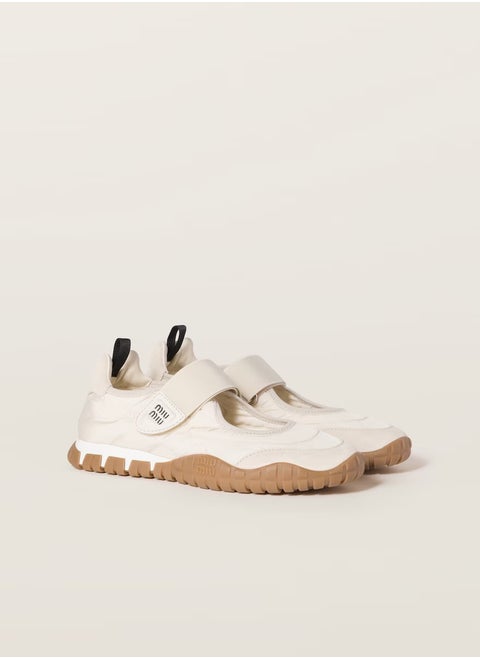 MIU Tyre technical fabric and suede ballerinas