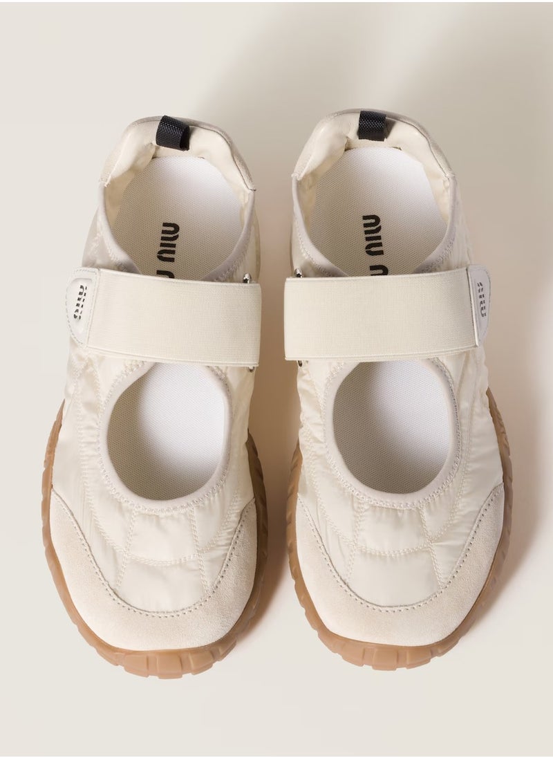 MIU - MIU Tyre technical fabric and suede ballerinas - Image 1