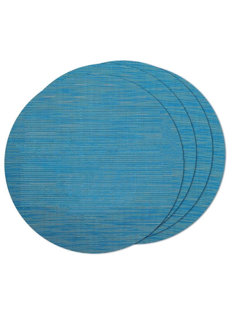 آنا 4 قطع حصيرة طعام دائرية 35 سم مصنوعة من PVC بتصميم تقليد الخيزران - حصيرة مقاومة للبقع والماء وحرارة، مناسبة للتجمعات العائلية وتناول الطعام في الهواء الطلق - Image 1