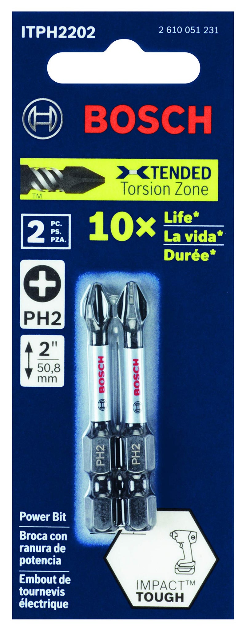 BOSCH ITPH2205 5-Pack 2 In. Phillips #2 Impact Tough Screwdriving Power Bits - Image 2
