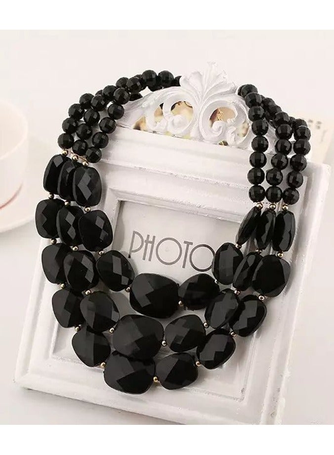 Mark Fairwhale Fashionable Style Jewelry Classic Multi-Layer Colored Acrylic Handmade Necklace Earring Set  - Image 2