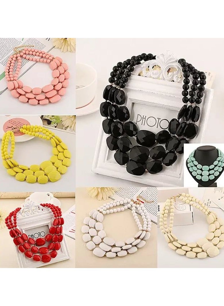 Mark Fairwhale Fashionable Style Jewelry Classic Multi-Layer Colored Acrylic Handmade Necklace Earring Set  - Image 3