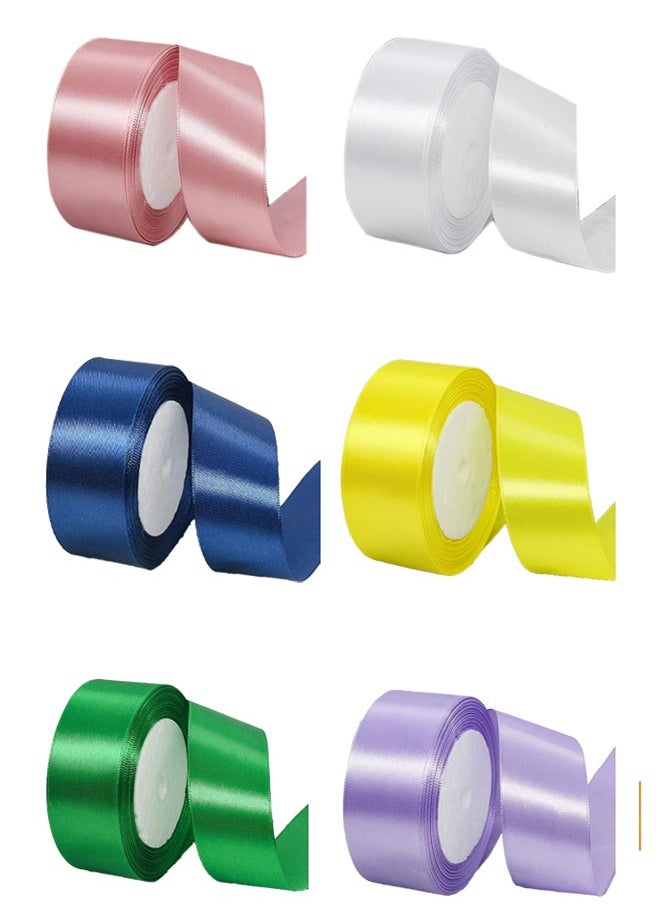 Zeemey 6 Rolls of Double-Sided Satin Ribbon, 1.57 inch x 25 yards (Total 150 yards), Assorted Colors - Perfect for Wedding Bouquets, Gift Wrapping, Hair Accessories, Party Decorations  - Image 1