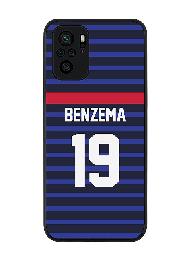 Stylizedd Rugged Black edge case for Xiaomi Poco M5s Slim fit Soft Case Flexible Rubber Edges Anti Drop TPU Gel Thin Cover - Football Team - France Player Name - Benzema - Image 1