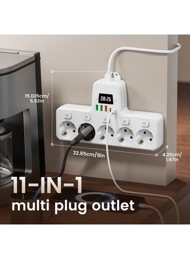 5 Ft Extension Cord With Surge Protection 5 AC Outlets 2 USB A And 2 USB C Ports White - Image 4