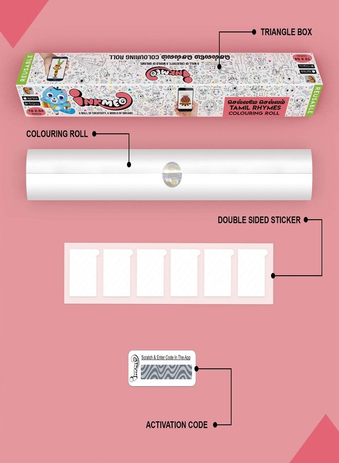 Inkmeo | Chellame Chellam Reusable Colouring Roll | AR Enabled | Interactive Educational Learning Chart | for Kids | Ages 2+ | Best Return Gift | Size (18 X 84 Inches) | Linguistic Skills - Image 4
