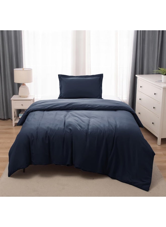 PanaX Bedding Duvet Cover Single Size Set- 1Pieces Duvet Cover 140X200Cm / 1Pieces-Pillow Sham 50X75Cm (Navy, Single) - Image 1