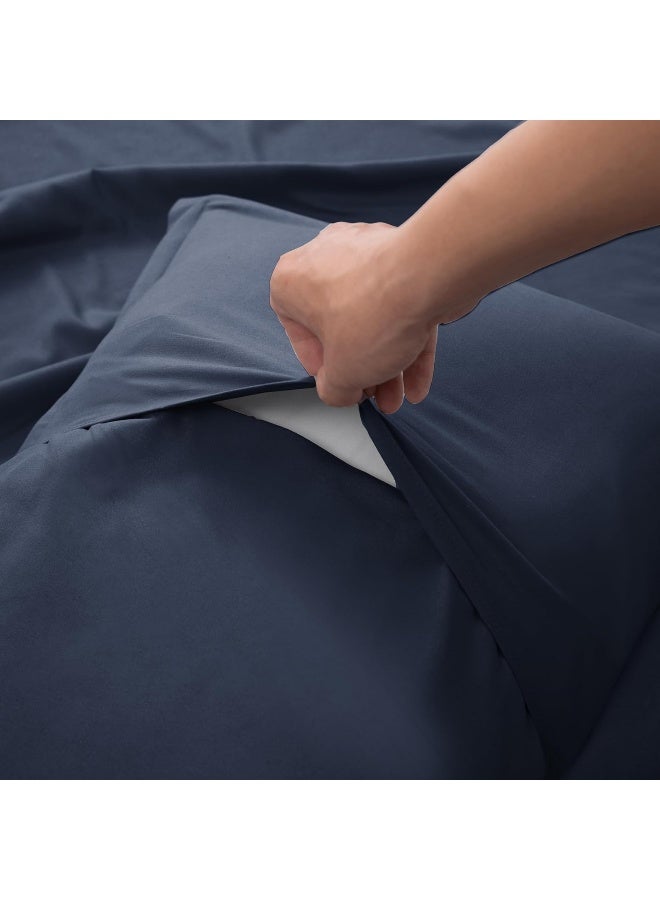 PanaX Bedding Duvet Cover Single Size Set- 1Pieces Duvet Cover 140X200Cm / 1Pieces-Pillow Sham 50X75Cm (Navy, Single) - Image 4
