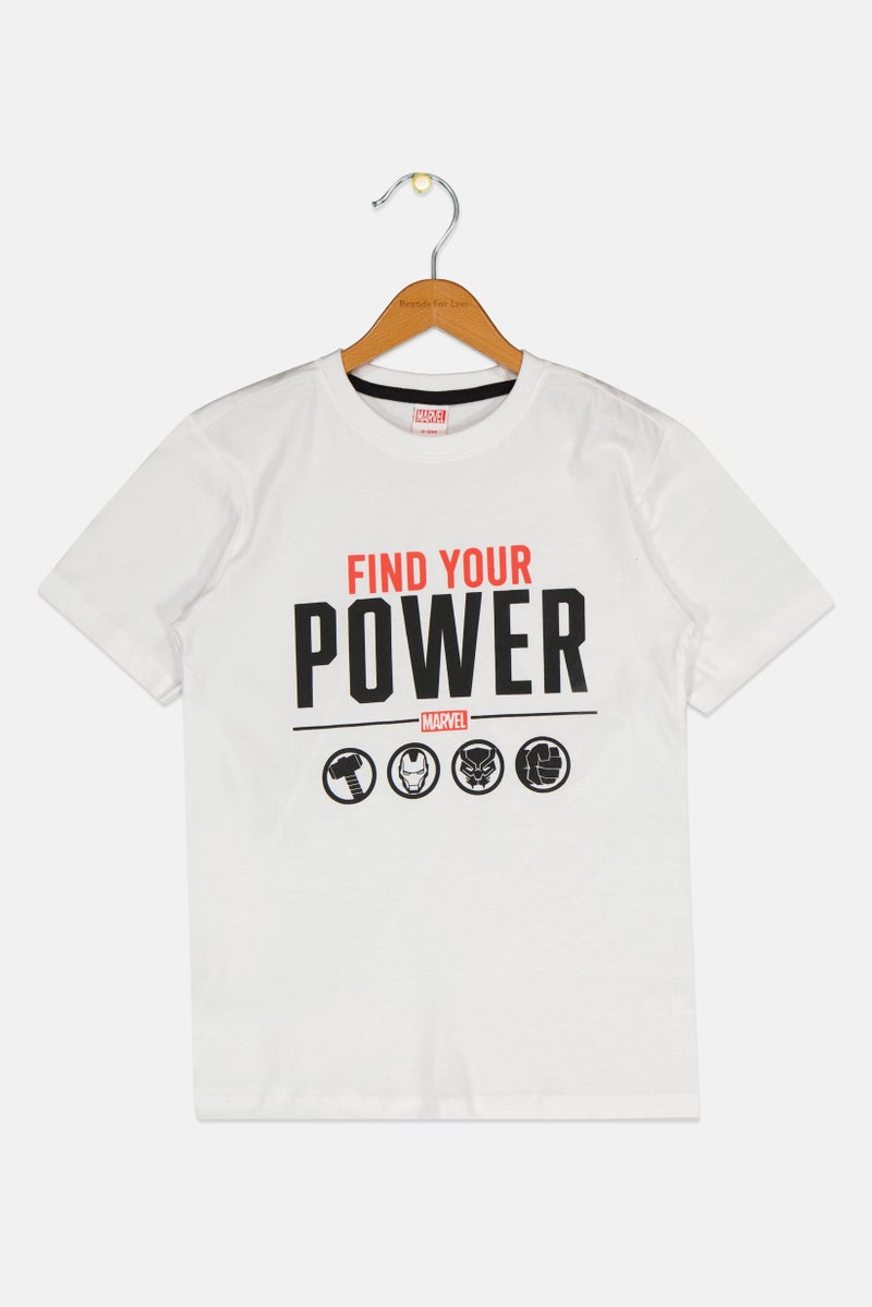 MARVEL Kids Boy Short Sleeve Graphic Print T-Shirt, White - Image 2