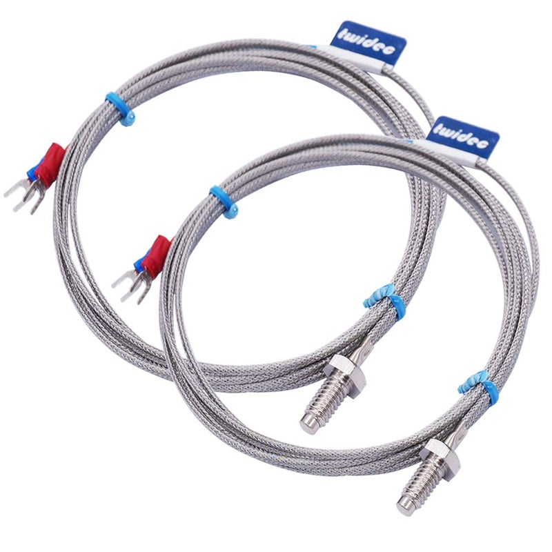 Twidec /2Pcs 1/4" Screw Probe Temperature Sensor K Type Thermocouple 2 Meters Cable Temperature Range: 0-600°C LT-104 - Image 1