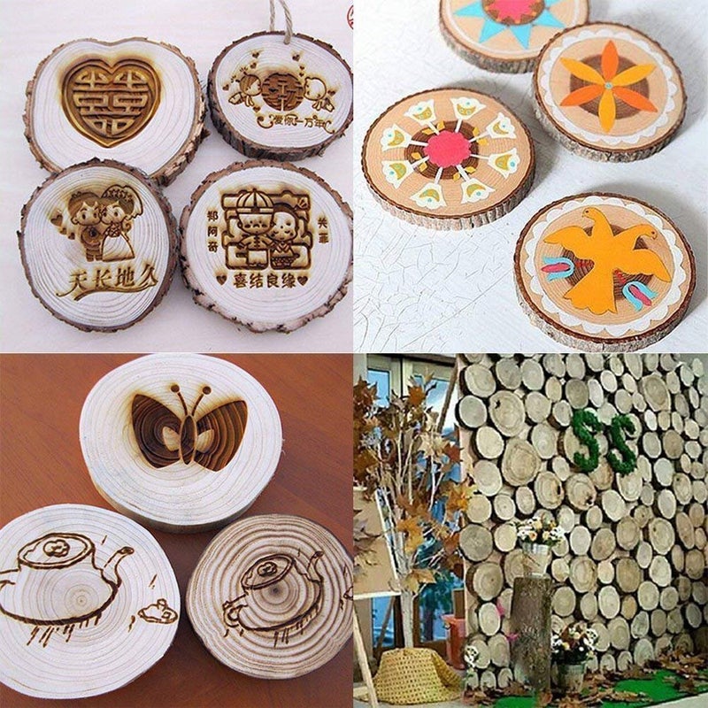 William Craft Unfinished Natural Wood Slices 12 Pcs 3.5-4 inch Craft Wood kit Circles Crafts Christmas Ornaments DIY Crafts with Bark for Crafts Rustic Wedding Decoration by William Craft (3.5-4inch) - Image 4