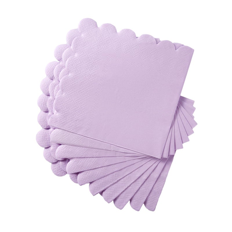 BEFORYOU 100 Pack Cocktail Napkin 2-Ply Scalloped Edged Dessert Napkins Folded 5 x 5 Inches Disposable Napkins for Dinner Wedding Birthday Party Bridal Anniversary Reception Event (Purple) - Image 5