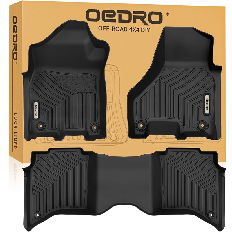 OEDRO Floor Mats Fit for 2019-2025 2026 Ram 2500/3500 Crew Cab with 1st Row Bucket or Bench Seats, Custom Fit TPE All Weather Car Mats Includes 1st and 2nd Row - Image 1