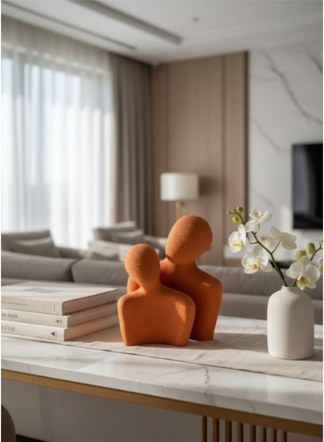 CASA HOME Abstract Terracotta Sculpture – Handmade Minimalist Couple Figurine, Modern Home Decor Accent, Romantic Art Gift for Living Room & Office - Image 4