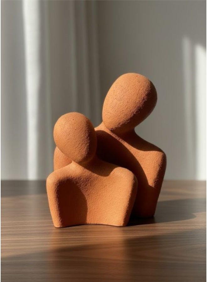CASA HOME Abstract Terracotta Sculpture – Handmade Minimalist Couple Figurine, Modern Home Decor Accent, Romantic Art Gift for Living Room & Office - Image 3