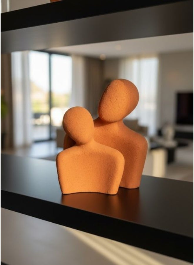 CASA HOME Abstract Terracotta Sculpture – Handmade Minimalist Couple Figurine, Modern Home Decor Accent, Romantic Art Gift for Living Room & Office - Image 1