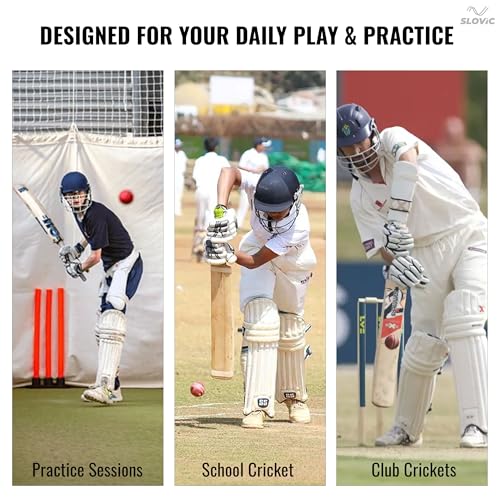 SLOVIC Leather Ball for Cricket [Pack of 1] | Water Resistant Cricket Ball Leather | 4-Piece Construction | Swing & Seam Optimized | Ideal for Practice Session & Tournament Games | Red - Image 5