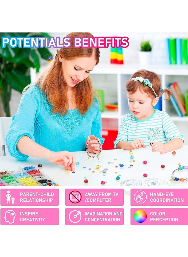 Daytoyz 6000 Piece Polymer Clay Beads Bracelet Kit in 24 Vibrant Colors with Letter Beads Smiley face Beads and Charms Kit, Gifts for Teen Girls Ages 6-12 - Image 5