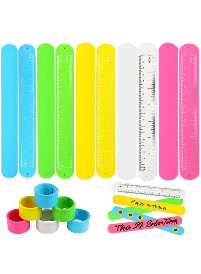 CCINEE 20Pcs Silicone Ruler Slap Bracelets Assorted Ruler Snap Bracelets Colorful Silicone Wristband With Scale For Kids Craft Classroom Prizes Gift Exchange Party Favors - Image 2