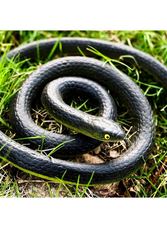 Blulu 3 Pieces Rubber Snakes Realistic Large Lifelike Fake Toys Plastic Garden Snake to Keep Birds Away Scare Squirrels Halloween Prank Props Scare Toy(Classic Style) - Image 4