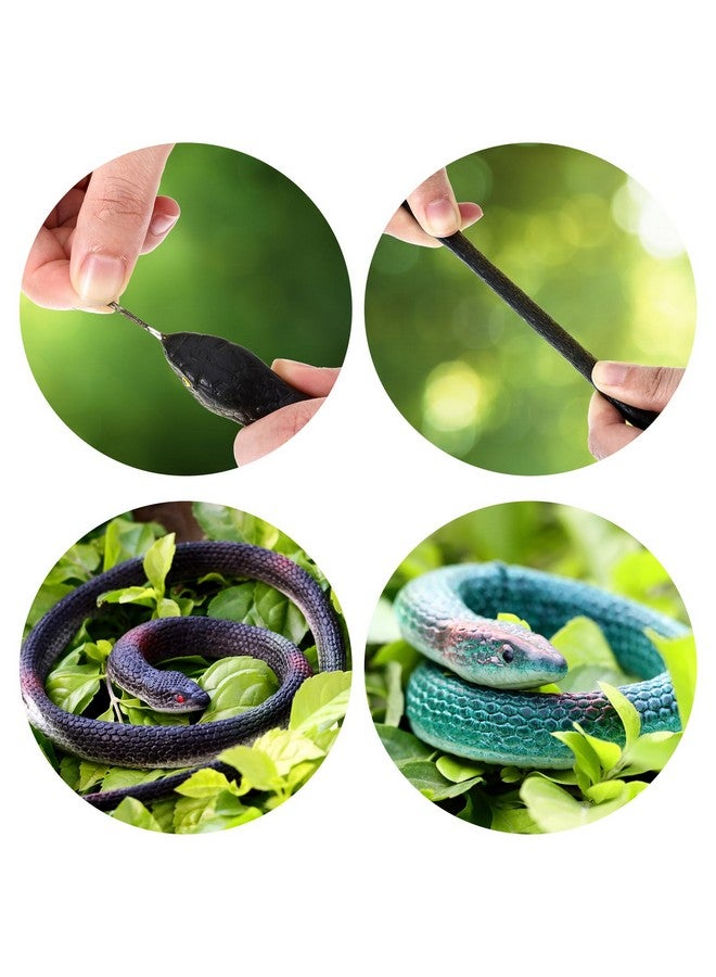 Blulu 3 Pieces Rubber Snakes Realistic Large Lifelike Fake Toys Plastic Garden Snake to Keep Birds Away Scare Squirrels Halloween Prank Props Scare Toy(Classic Style) - Image 3