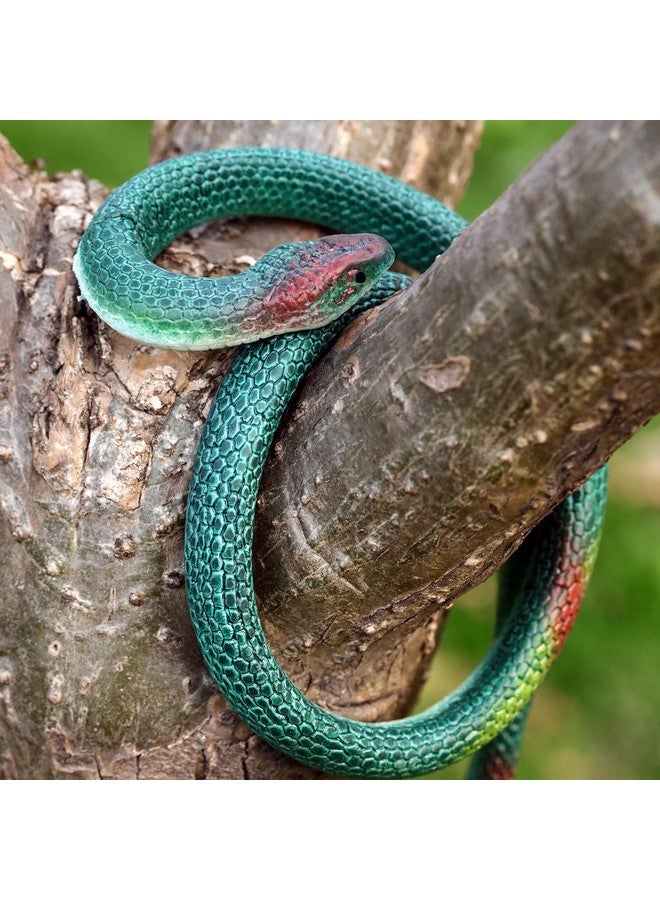 Blulu 3 Pieces Rubber Snakes Realistic Large Lifelike Fake Toys Plastic Garden Snake to Keep Birds Away Scare Squirrels Halloween Prank Props Scare Toy(Classic Style) - Image 5