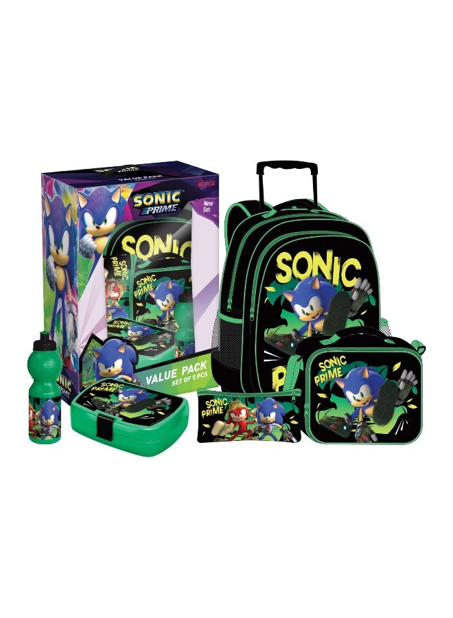 Sonic Prime 5-in-1 School Value Pack with Trolley Backpack (40.6 cm)