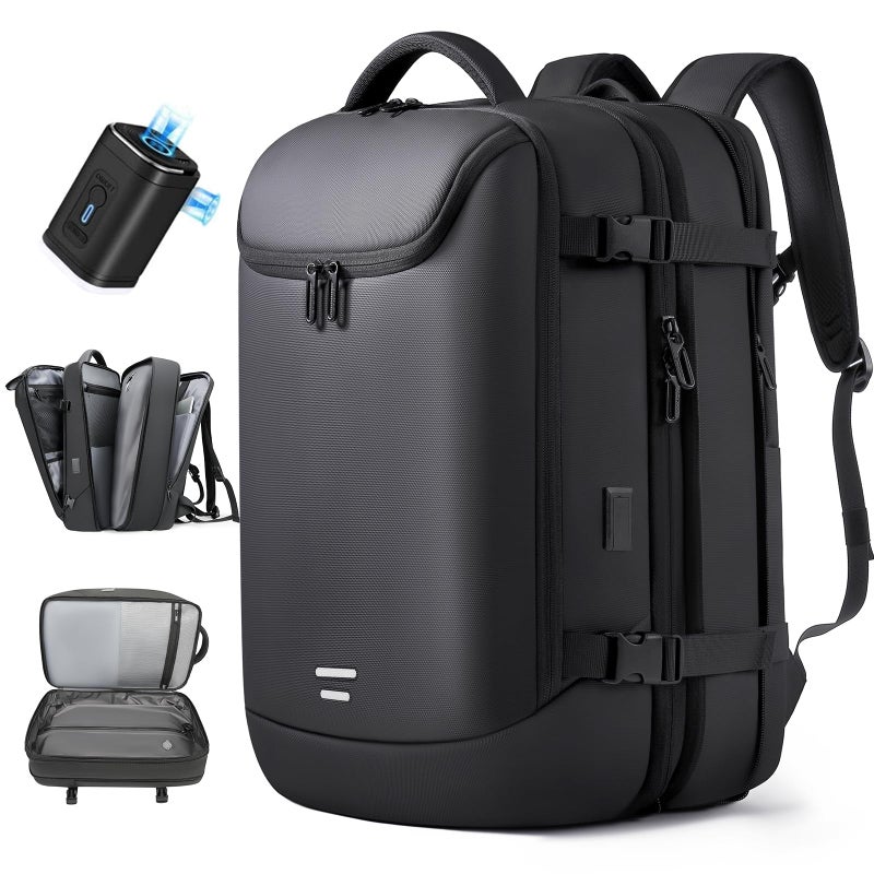 TANGCORLE Vacuum Backpack Travel with Pump, 40L Expandable Carry on Compression Backpack Flight Approved for Women Men Fit 17 Inch Laptop with USB Charging Port Business Weekender - Image 1