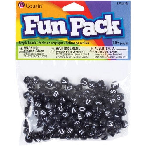 Cousin Fun Packs 185-Piece Alpha Beads Round Black Mix - Image 2