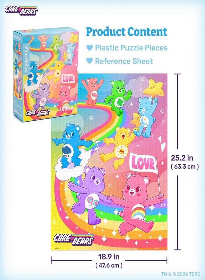 PieceRelax Care Bears™ by PieceRelax PieceClicks Plastic Jigsaw Puzzle for Adults 1000 Pieces - Love on The Rainbow Road - 25.2 X 18.9 Inches, Most Satisfying Table Games, No Glue Needed [U1155] - Image 4