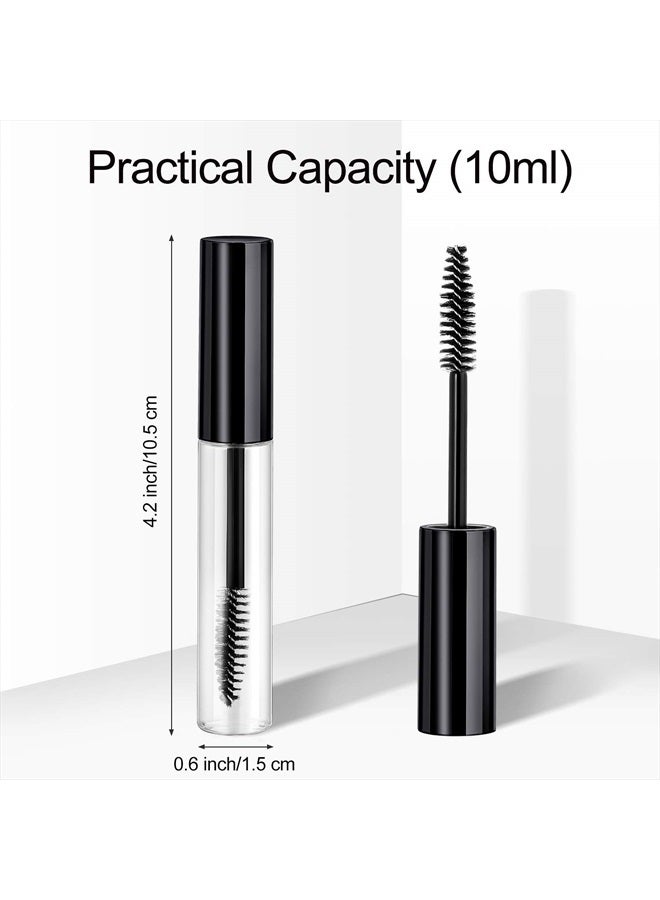 Maitys 30 Pieces 10 ml Empty Mascara Tubes Eyelash Wand Refillable Clear Bottles Cream Container with 4 Pieces Transparent Funnels Transferring Castor Oil for DIY Cosmetics (Black) - Image 4