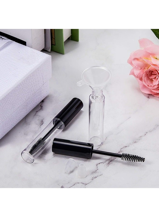 Maitys 30 Pieces 10 ml Empty Mascara Tubes Eyelash Wand Refillable Clear Bottles Cream Container with 4 Pieces Transparent Funnels Transferring Castor Oil for DIY Cosmetics (Black) - Image 3