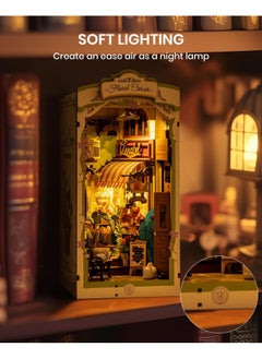 Rolife Diy Book Nook Kits For Adults, Miniature Dollhouse Booknook Kit For Home Room Decor, 3D Wooden Puzzle With Led, Flower Corner Creative Bookends Bookshelf Diorama Insert  - Image 2
