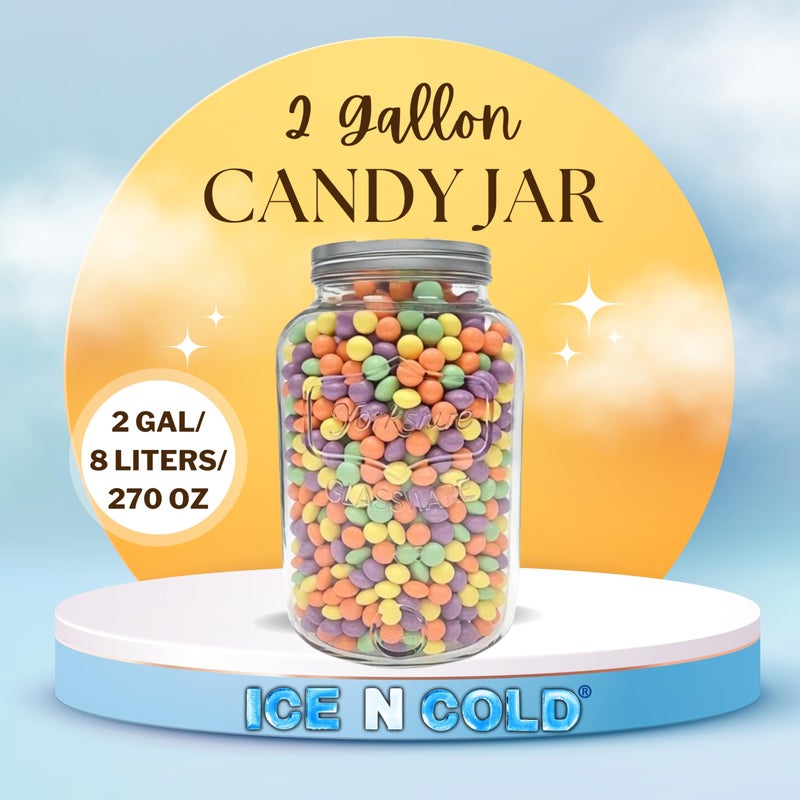 ICE N COLD Large Glass Jar - Clear Wide Mouth Container for Storage, Kitchen, Pantry, and Laundry (2-Gallon | 8-Liter) - Image 4
